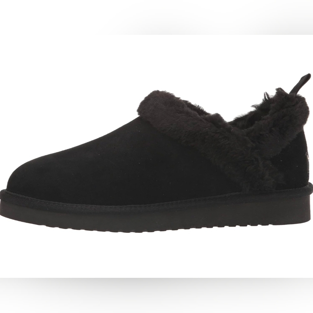 New Koolaburra By UGG Black Suede, Faux Fur Slip-On Women's Shoe, Slipper